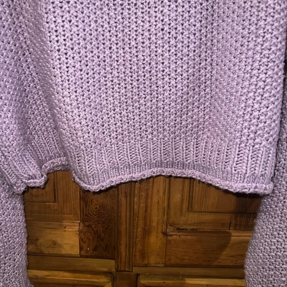 Anthropologie Moth Abella Oversized Chunky Turtleneck Crop Sweater Lavender - Sm - Picture 8 of 8